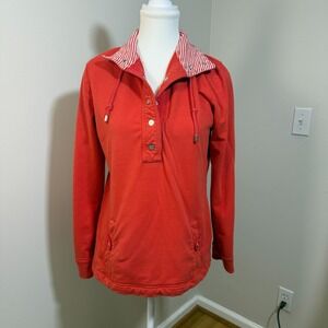 Banana Republic Red Coastal Henley Top M Cotton Modal Snap Collar
